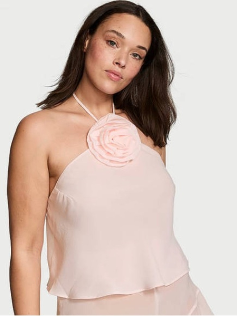 Victoria's Secret Chiffon Rosette Halter Cami Top